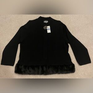 JM Collection Faux Fur Trim Sweater Jacket Size XL. Brand New!